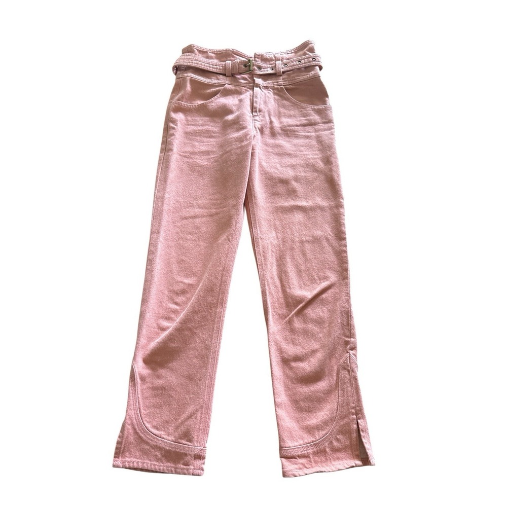Isabel Marant High Waisted Belted Jeans Size 36 (US 4) Pink Straight Leg